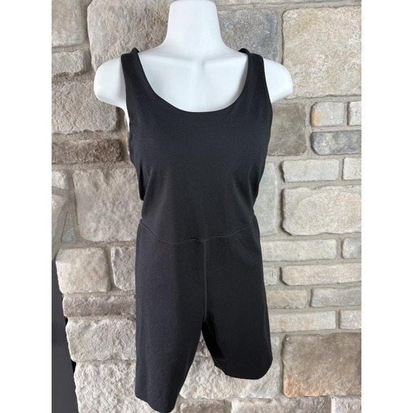 Sage Pants - Sage Women's Black Romper Jumpsuit Sz L Activewear Built In Bra Razorback Straps